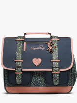 Boekentas 3 Compartimenten Cameleon Blauw vintage fantasy PBVGCA41